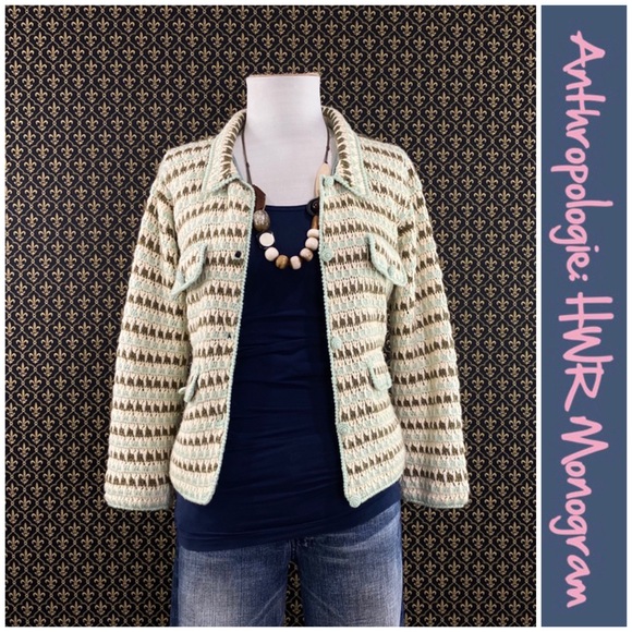 2003 Anthro “Classic Knit Jacket” by HWR Monogram - Picture 4 of 16